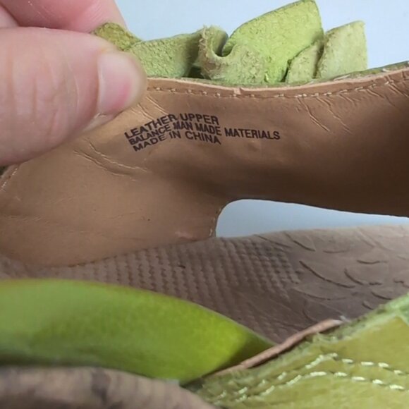 b.o.c. Leather Wedge Sandals Cork Platform Flower Arch Support Green Shoes 9 - Picture 10 of 14